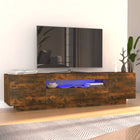 TV cabinet with LED lighting 160x35x40 cm smoked oak colored
