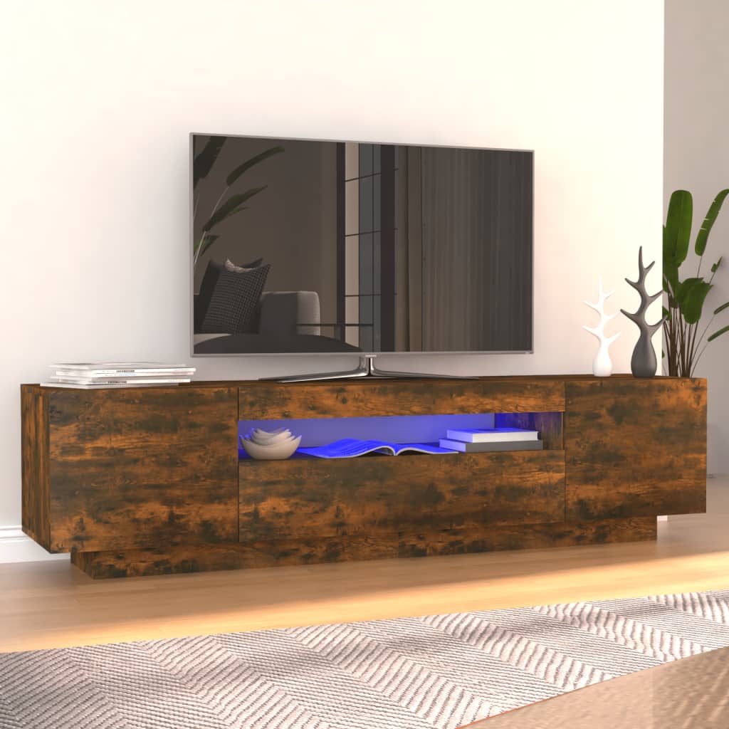 Tv-Meubel Met Led-Verlichting 60X35X40 Cm Kleurig Gerookt eiken