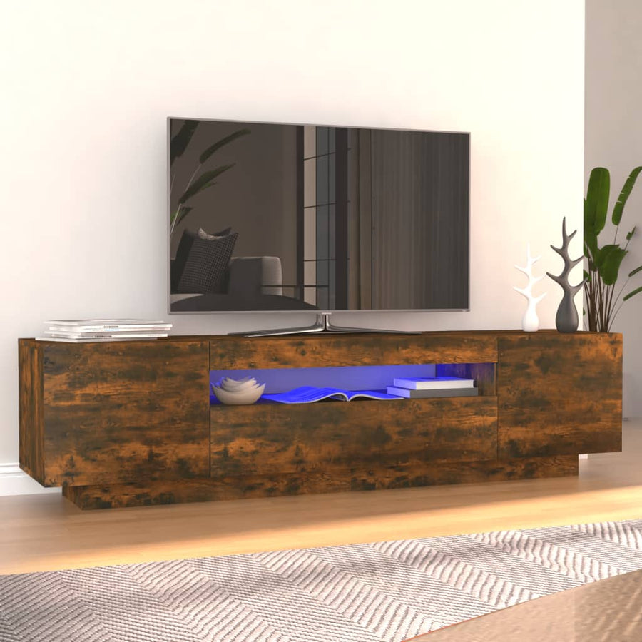 Tv-Meubel Met Led-Verlichting 60X35X40 Cm Kleurig Gerookt eiken