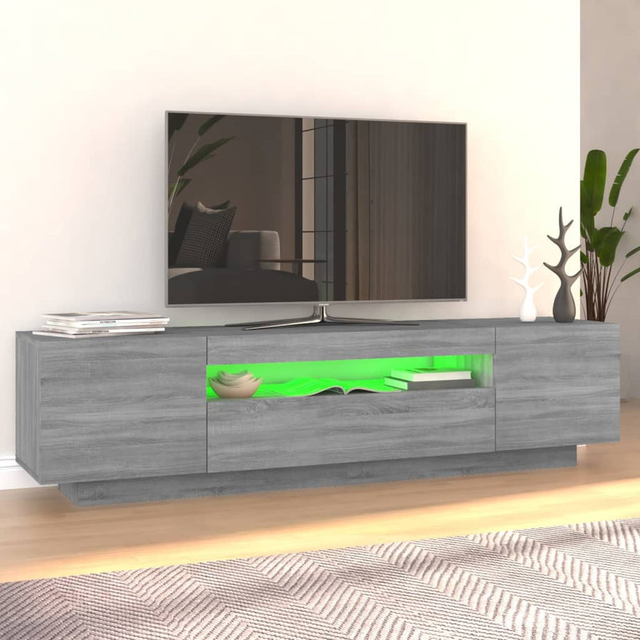 Tv-Meubel Met Led-Verlichting 60X35X40 Cm Eiken Grijs sonoma