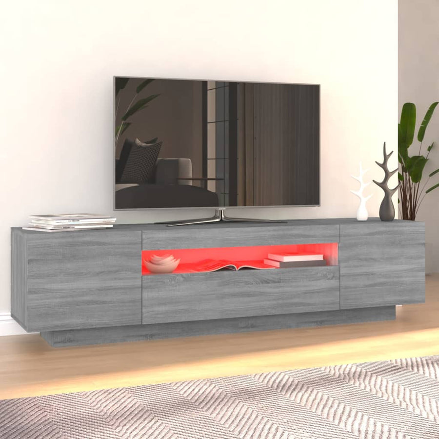 Tv-Meubel Met Led-Verlichting 60X35X40 Cm Eiken Grijs sonoma