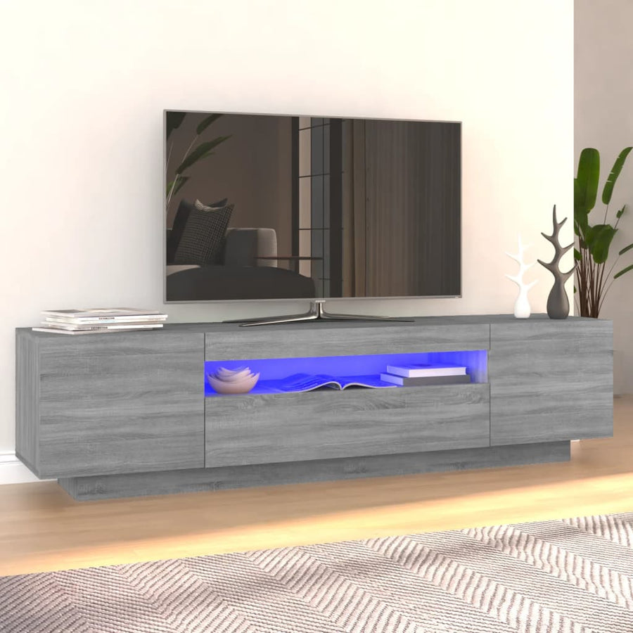 Tv-Meubel Met Led-Verlichting 60X35X40 Cm Eiken Grijs sonoma
