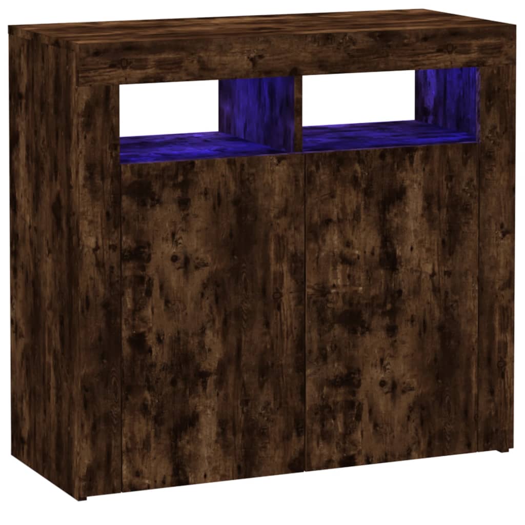 Dressoir met LED-verlichting 80x35x75 cm bruin eiken 80 x 35 x 75 cm Gerookt eiken