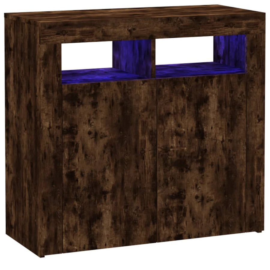 Dressoir met LED-verlichting 80x35x75 cm bruin eiken 80 x 35 x 75 cm Gerookt eiken