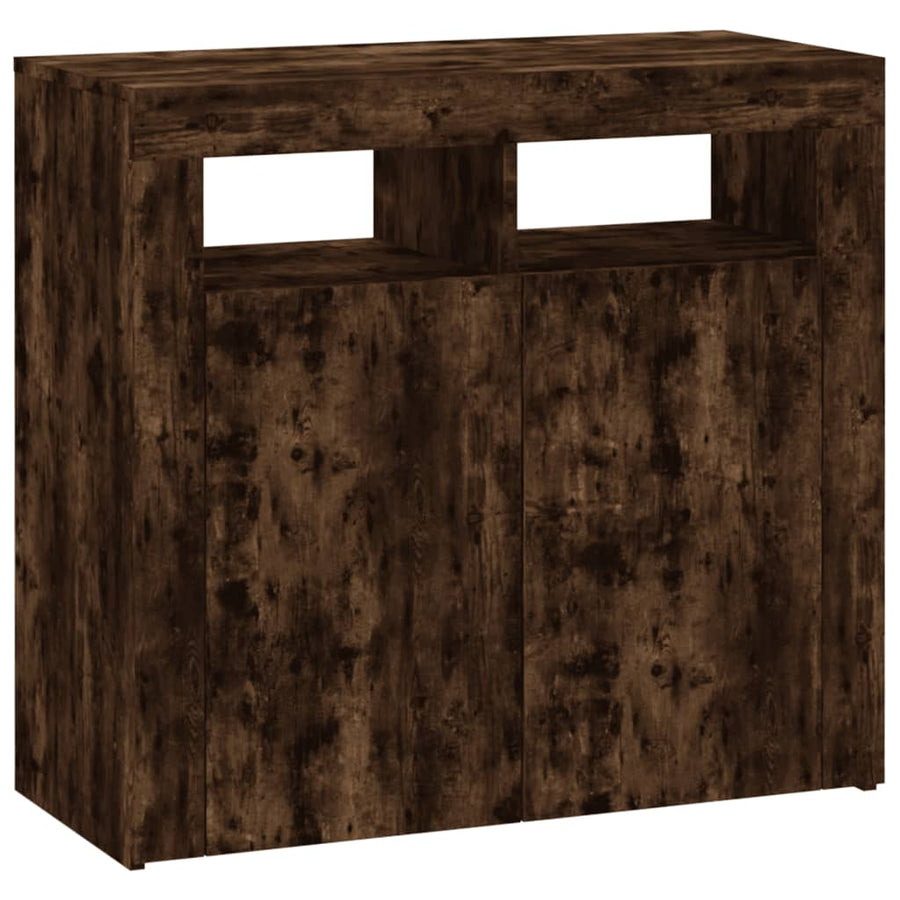 Dressoir met LED-verlichting 80x35x75 cm bruin eiken 80 x 35 x 75 cm Gerookt eiken