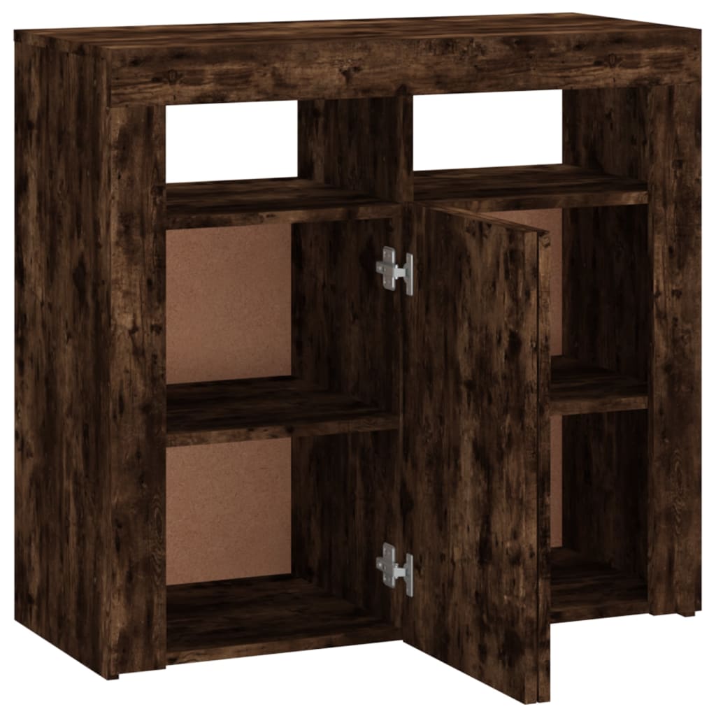 Dressoir met LED-verlichting 80x35x75 cm bruin eiken 80 x 35 x 75 cm Gerookt eiken