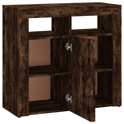 Dressoir met LED-verlichting 80x35x75 cm bruin eiken 80 x 35 x 75 cm Gerookt eiken