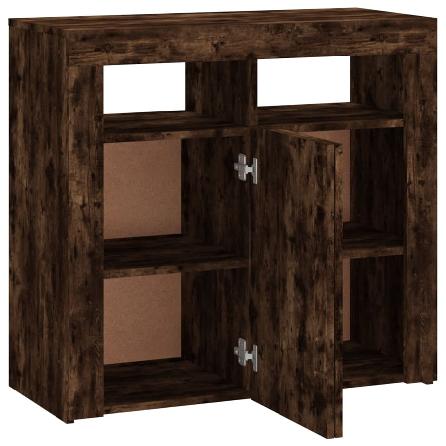 Dressoir met LED-verlichting 80x35x75 cm bruin eiken 80 x 35 x 75 cm Gerookt eiken