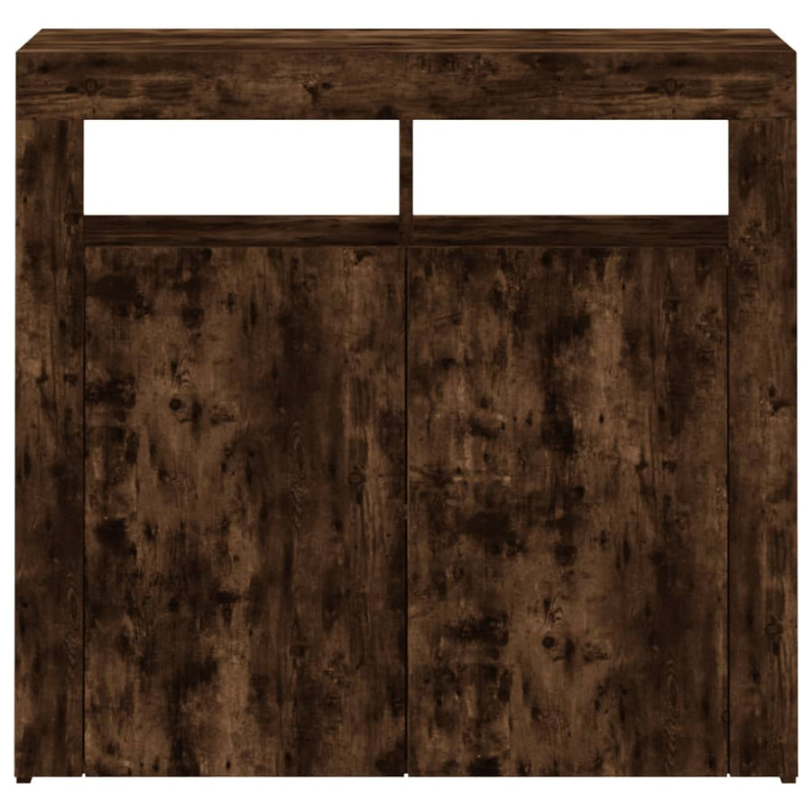 Dressoir met LED-verlichting 80x35x75 cm bruin eiken 80 x 35 x 75 cm Gerookt eiken