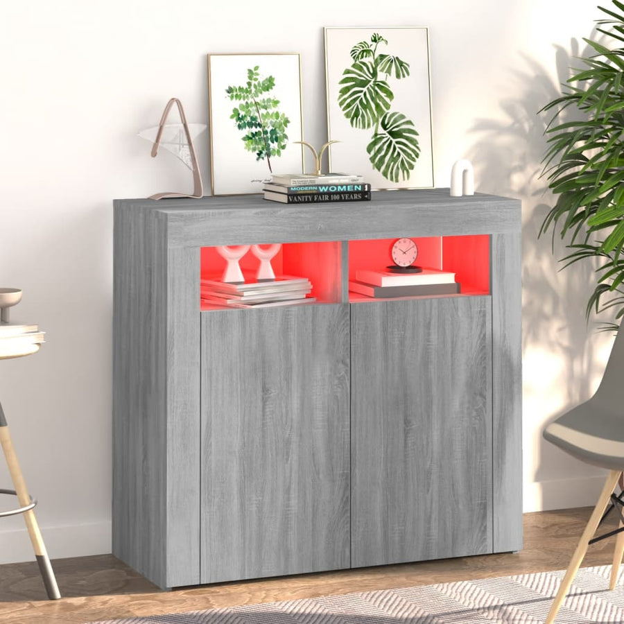 Dressoir met LED-verlichting 80x35x75 cm grijs sonoma eiken 80 x 35 x 75 cm Grijs sonoma