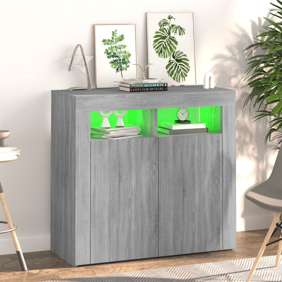 Dressoir met LED-verlichting 80x35x75 cm grijs sonoma eiken 80 x 35 x 75 cm Grijs sonoma