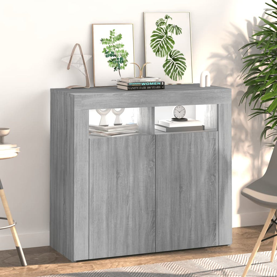Dressoir met LED-verlichting 80x35x75 cm grijs sonoma eiken 80 x 35 x 75 cm Grijs sonoma