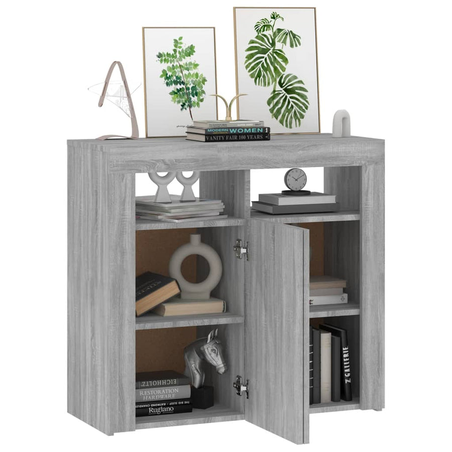 Dressoir met LED-verlichting 80x35x75 cm grijs sonoma eiken 80 x 35 x 75 cm Grijs sonoma