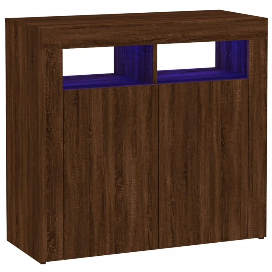 Dressoir met LED-verlichting 80x35x75 cm bruin eiken 80 x 35 x 75 cm bruin eikenkleur