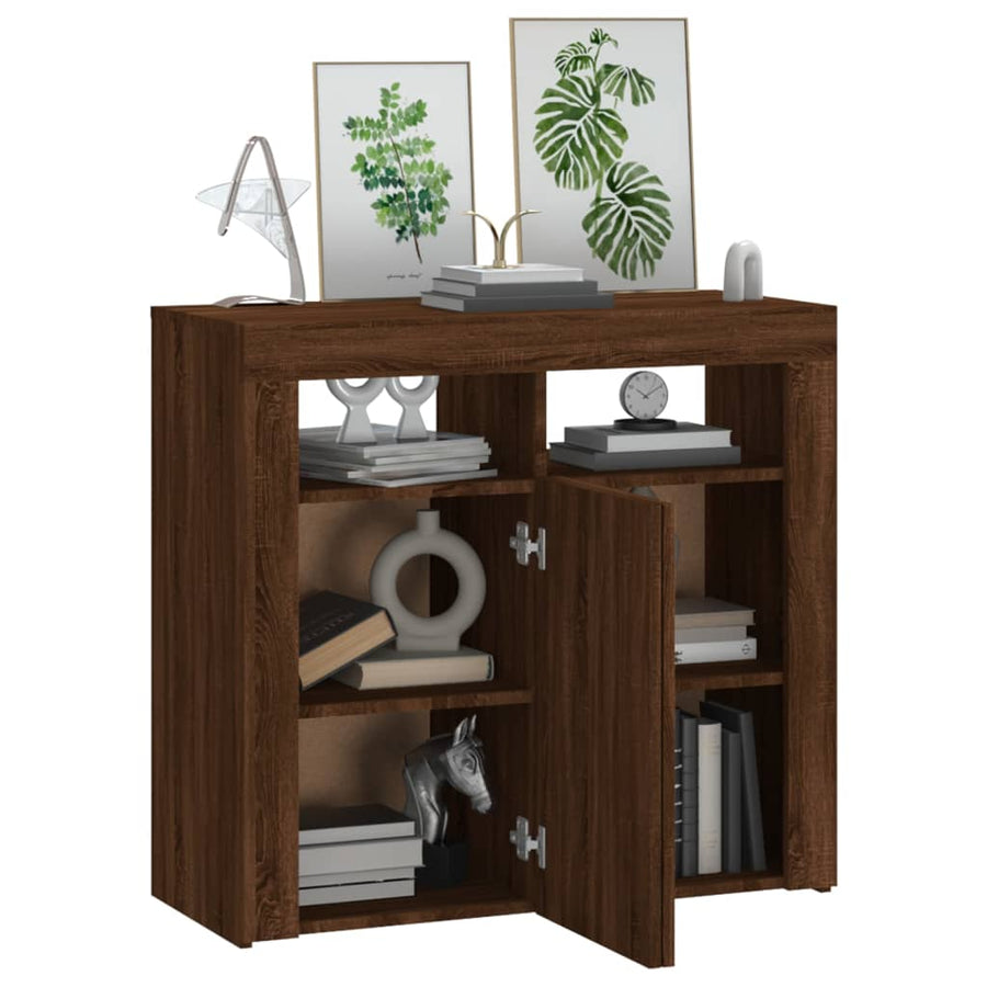 Dressoir met LED-verlichting 80x35x75 cm bruin eiken 80 x 35 x 75 cm bruin eikenkleur