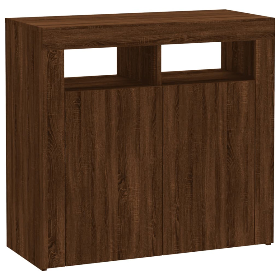 Dressoir met LED-verlichting 80x35x75 cm bruin eiken 80 x 35 x 75 cm bruin eikenkleur