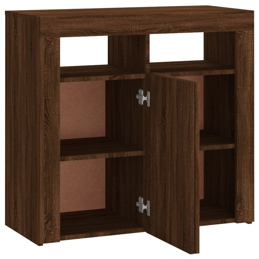 Dressoir met LED-verlichting 80x35x75 cm bruin eiken 80 x 35 x 75 cm bruin eikenkleur