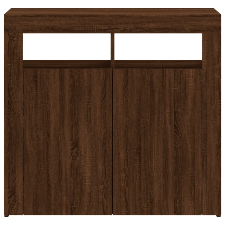 Dressoir met LED-verlichting 80x35x75 cm bruin eiken 80 x 35 x 75 cm bruin eikenkleur