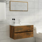 2-Piece Bathroom Cabinet Set Engineered Wood Smoked Oak