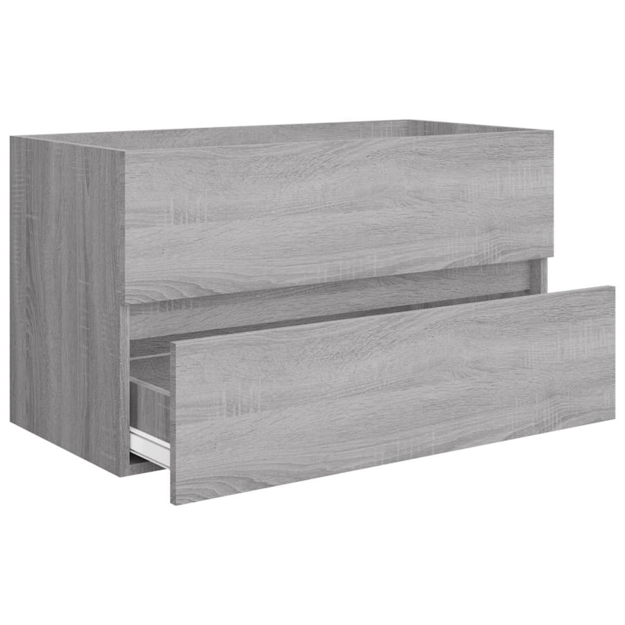 2-Delige Badkamermeubelset Bewerkt Hout Eikenkleur Grijs sonoma