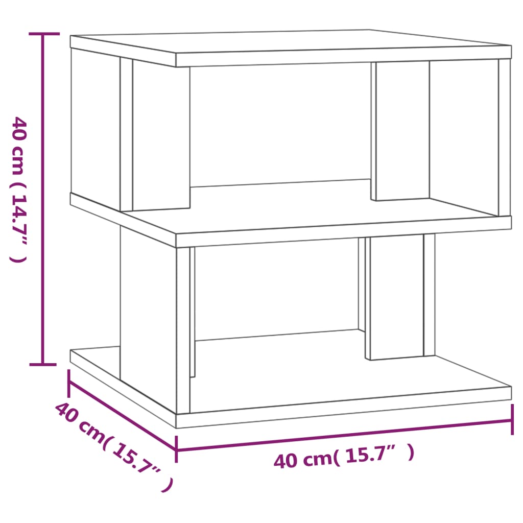 Bijzettafel 40x40x40 cm bewerkt hout grijs sonoma eikenkleurig