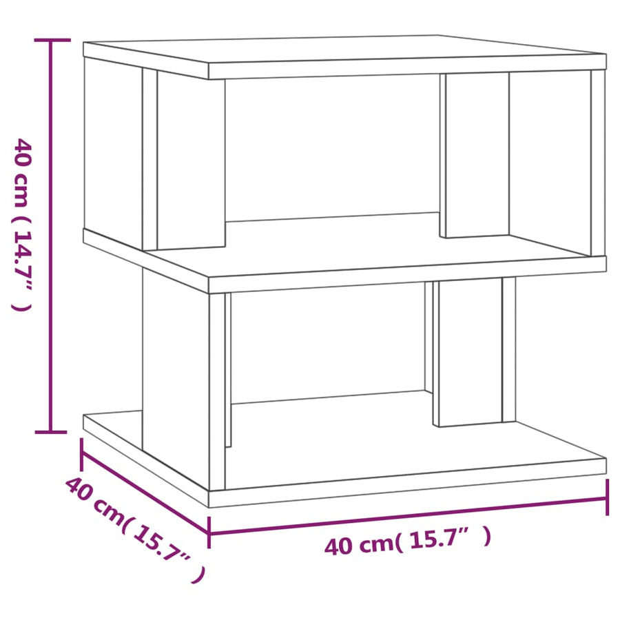 Bijzettafel 40x40x40 cm bewerkt hout grijs sonoma eikenkleurig