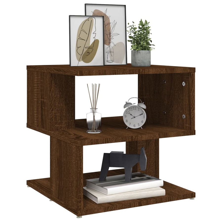 Bijzettafel 40x40x40 cm bewerkt hout bruin eikenkleur Bruineiken