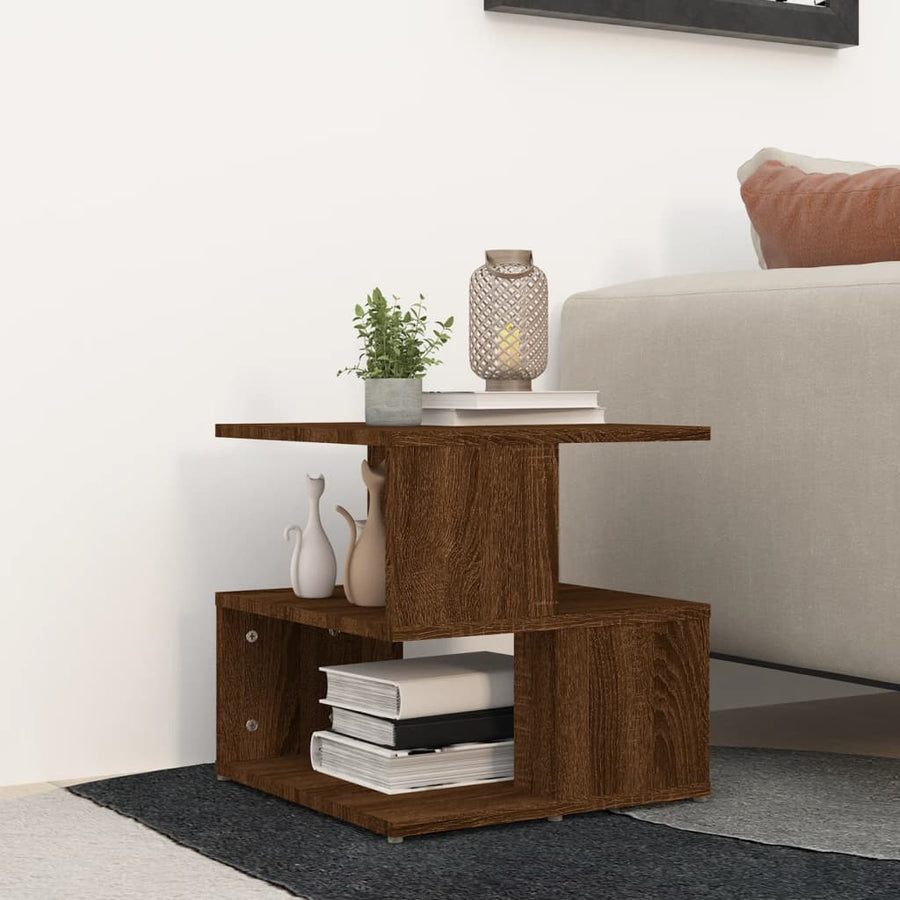 Bijzettafel 40x40x40 cm bewerkt hout bruin eikenkleur Bruineiken