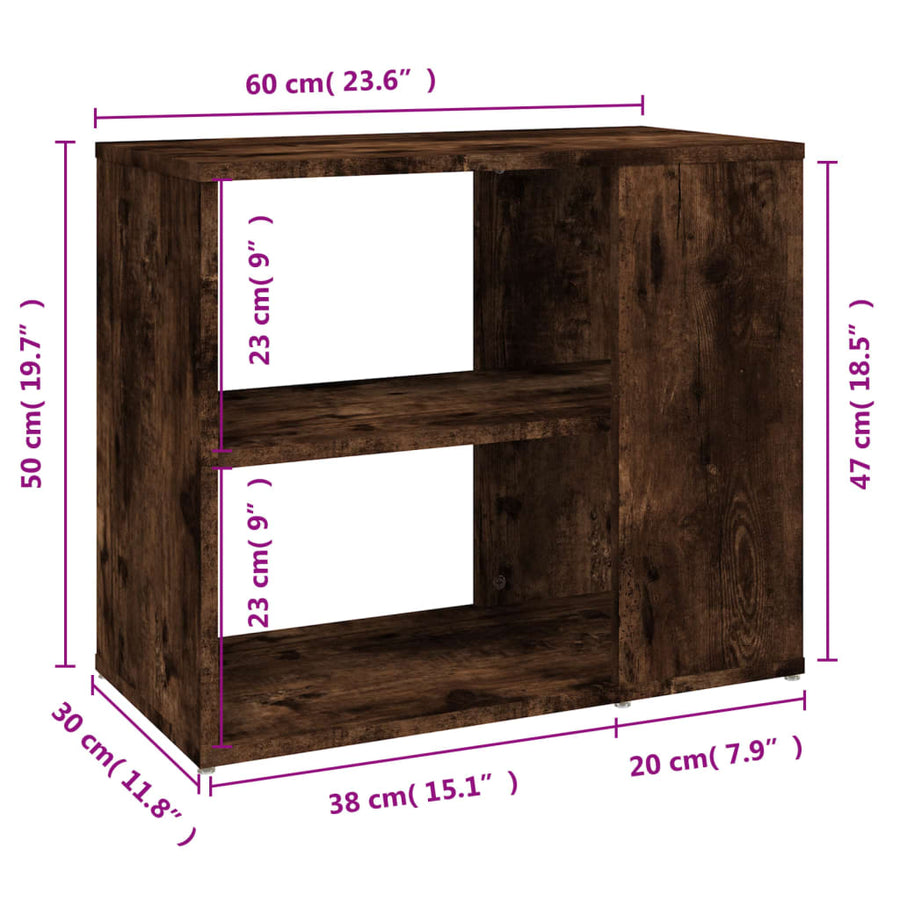 Bijzetkast 60X30X50 Cm Bewerkt Hout Kleurig Gerookt eiken