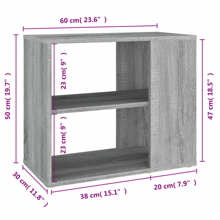 Bijzetkast 60x30x50 cm bewerkt hout grijs sonoma eikenkleurig