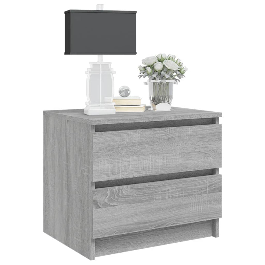 Nachtkastje 50X39X43,5 Cm Bewerkt Hout Eikenkleur 1 Grijs sonoma