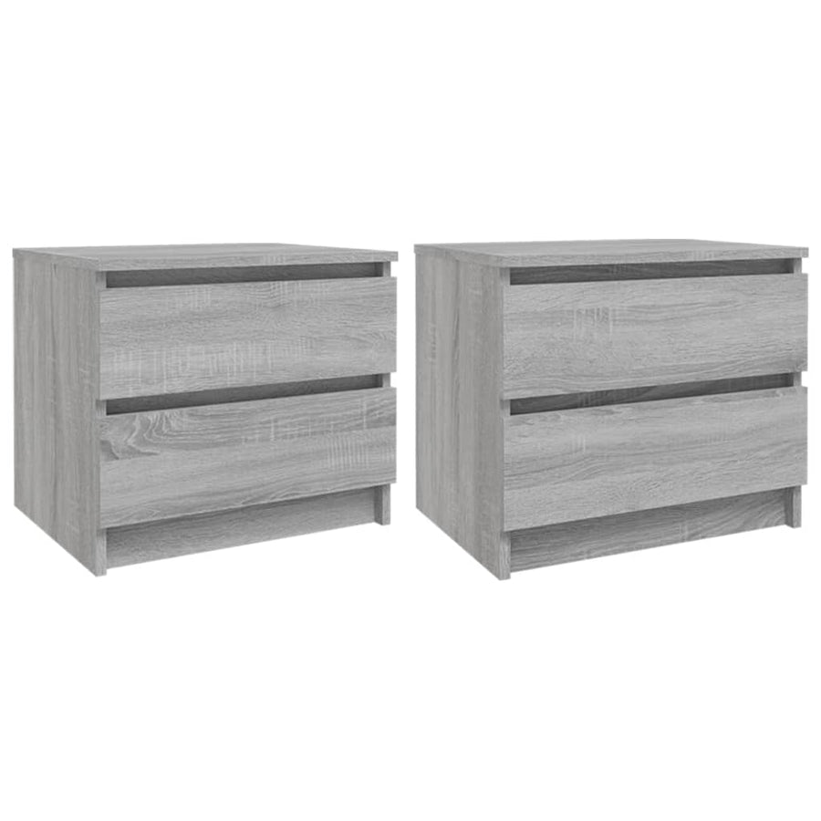 Nachtkastjes 50X39X43,5 Cm Bewerkt Hout Eiken 2 Grijs sonoma