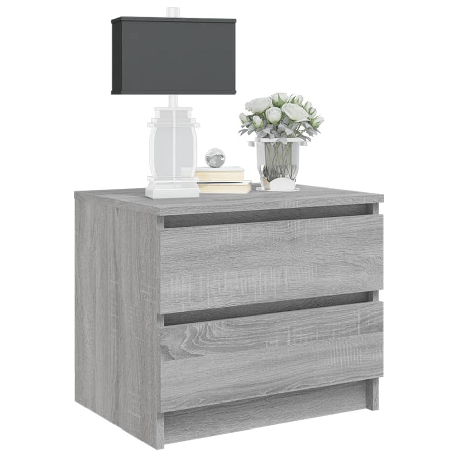 Nachtkastjes 50X39X43,5 Cm Bewerkt Hout Eiken 2 Grijs sonoma