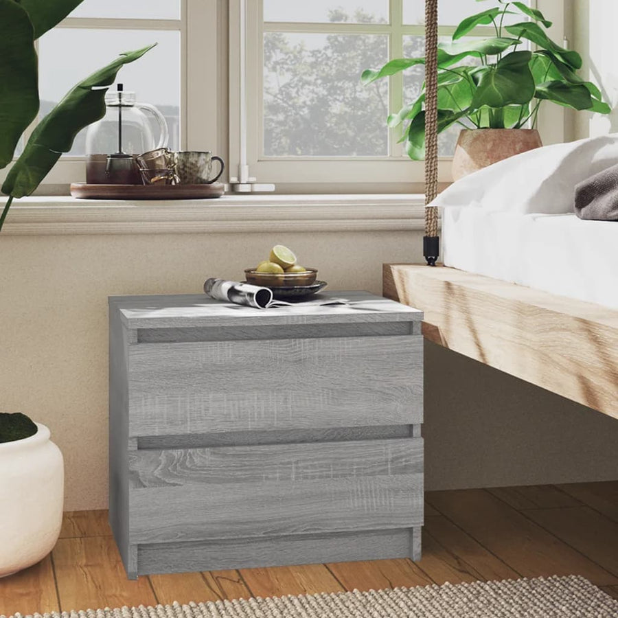 Nachtkastjes 50X39X43,5 Cm Bewerkt Hout Eiken 2 Grijs sonoma