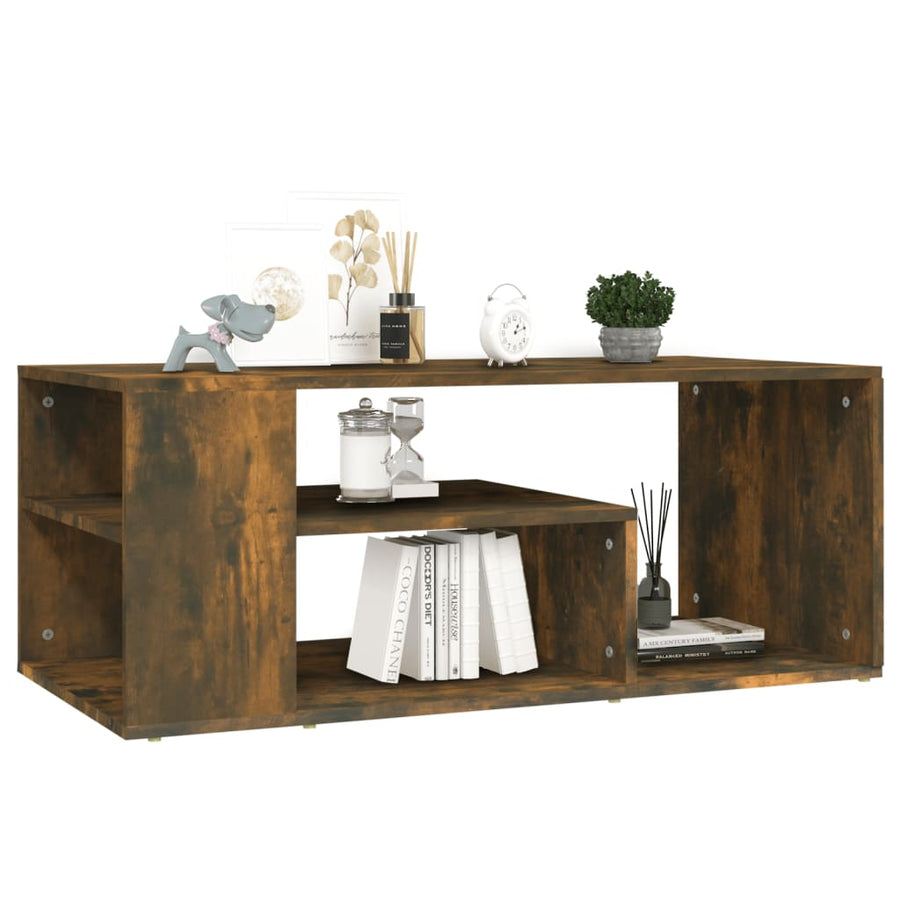 Salontafel 100x50x40 cm bewerkt hout gerookt eikenkleurig Gerookt eiken