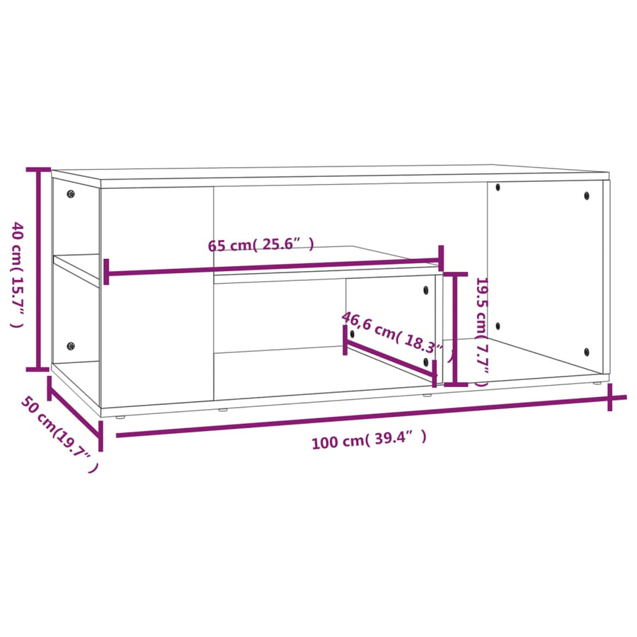 Salontafel 100x50x40 cm bewerkt hout gerookt eikenkleurig Gerookt eiken