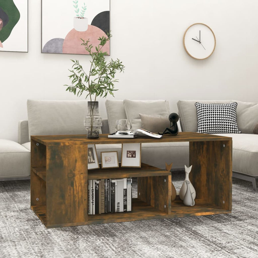 Salontafel 100x50x40 cm bewerkt hout gerookt eikenkleurig Gerookt eiken