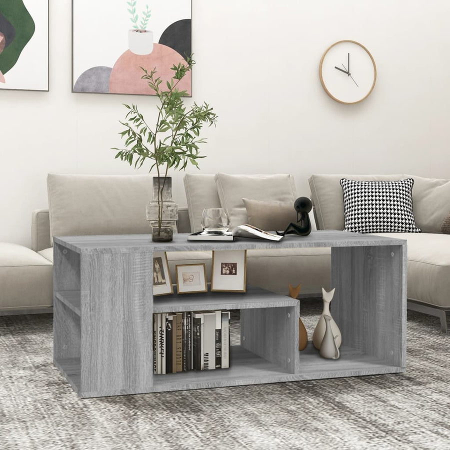 Salontafel 100x50x40 cm bewerkt hout grijs sonoma eikenkleurig Grijs sonoma