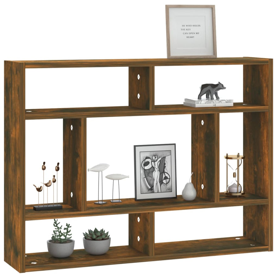 Wandschap 75X6X55 Cm Bewerkt Hout Kleurig Gerookt eiken