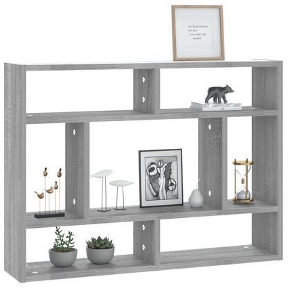 Wandschap 75X6X55 Cm Bewerkt Hout Eikenkleurig Grijs sonoma