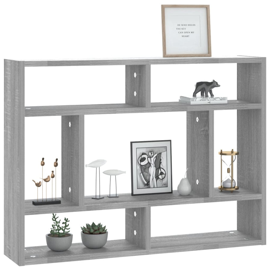 Wandschap 75X6X55 Cm Bewerkt Hout Eikenkleurig Grijs sonoma