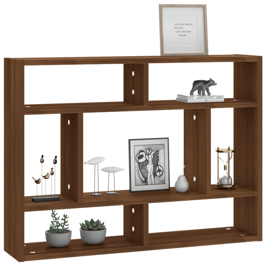 Wandschap 75X6X55 Cm Bewerkt Hout Bruineikenkleurig bruin eikenkleur