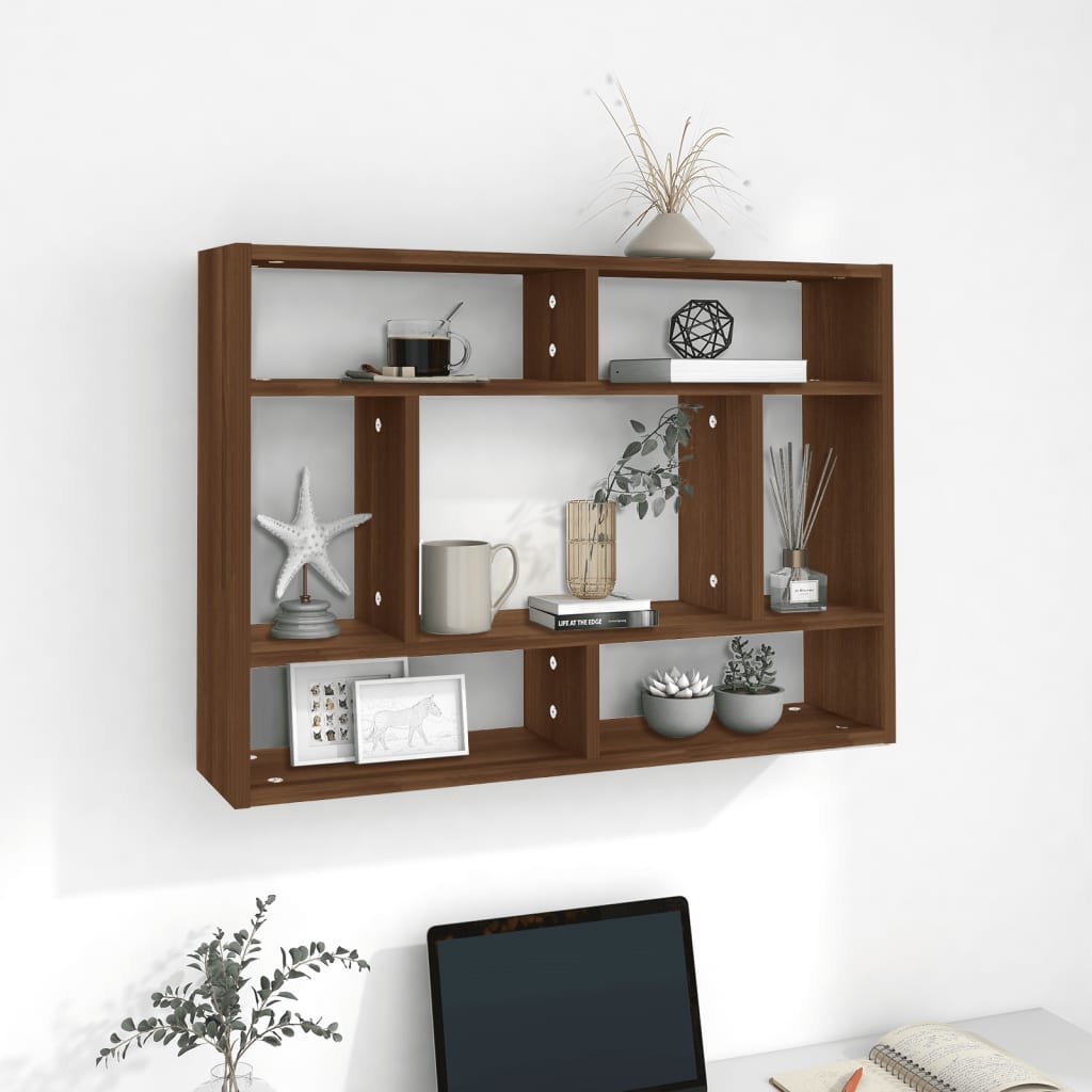 Wandschap 75X6X55 Cm Bewerkt Hout Bruineikenkleurig bruin eikenkleur
