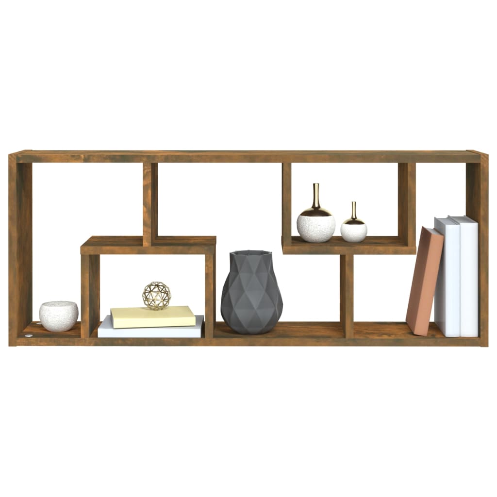 Wandschap 36X6X90 Cm Bewerkt Hout Kleurig Gerookt eiken