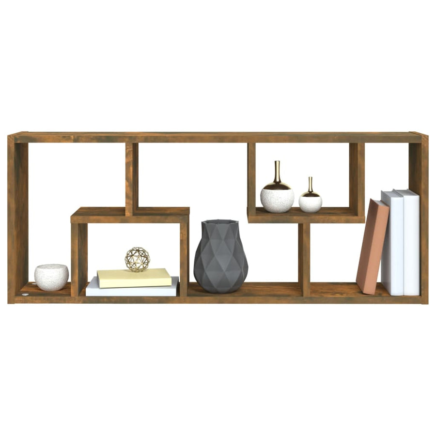 Wandschap 36X6X90 Cm Bewerkt Hout Kleurig Gerookt eiken