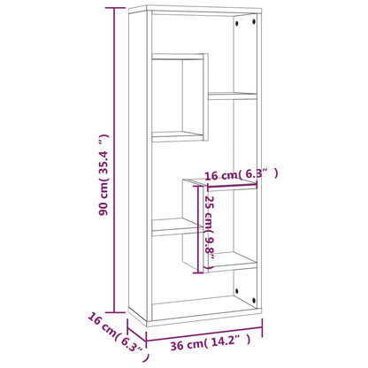 Wandschap 36X6X90 Cm Bewerkt Hout Kleurig Gerookt eiken