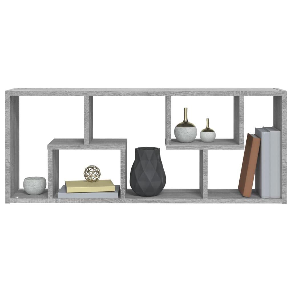 Wandschap 36X6X90 Cm Bewerkt Hout Eikenkleurig Grijs sonoma