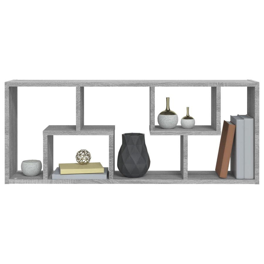 Wandschap 36X6X90 Cm Bewerkt Hout Eikenkleurig Grijs sonoma