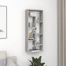 Wandschap 36X6X90 Cm Bewerkt Hout Eikenkleurig Grijs sonoma