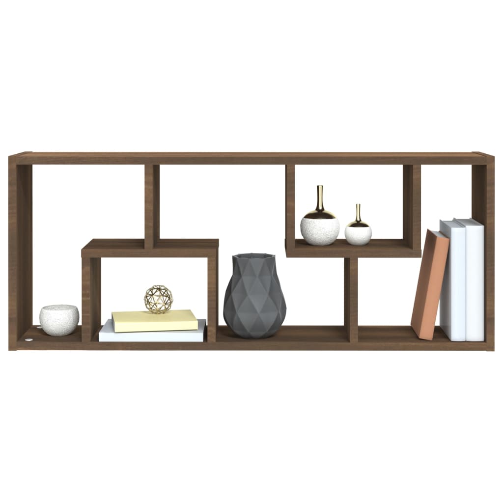Wandschap 36X6X90 Cm Bewerkt Hout Bruineikenkleurig bruin eikenkleur